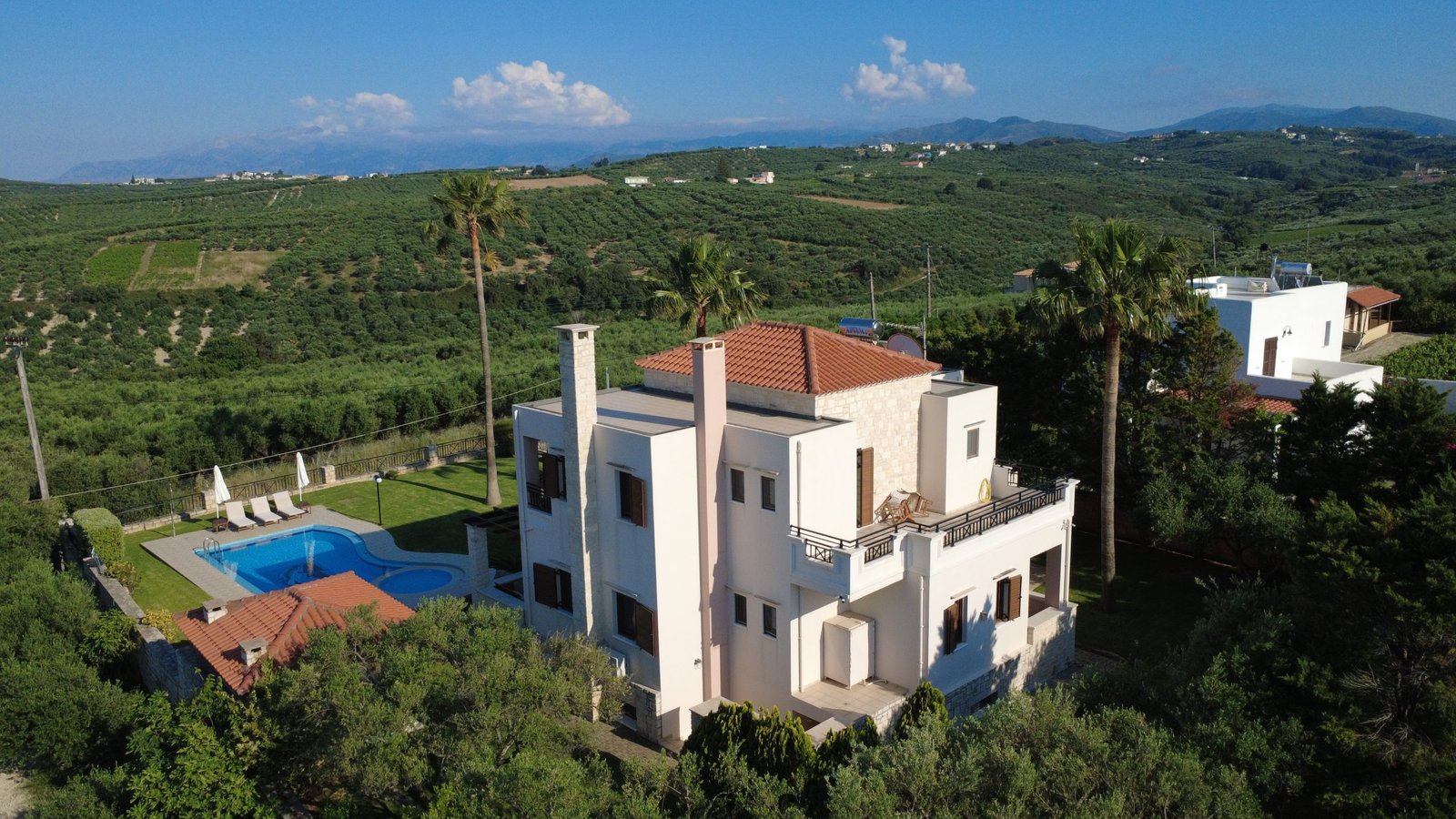 Drone aerial view of Villa Maria Kolymvari Chania Crete